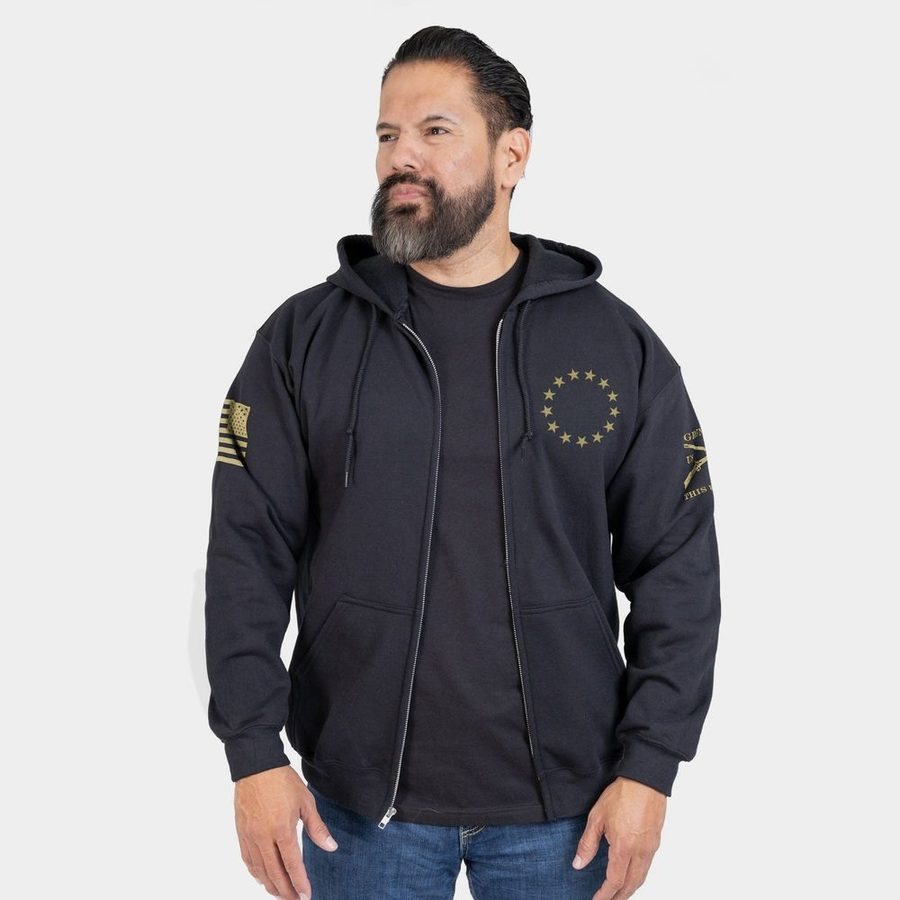 Grunt Style Betsy Rifle Flag Full-Zip Hoodie - Black
