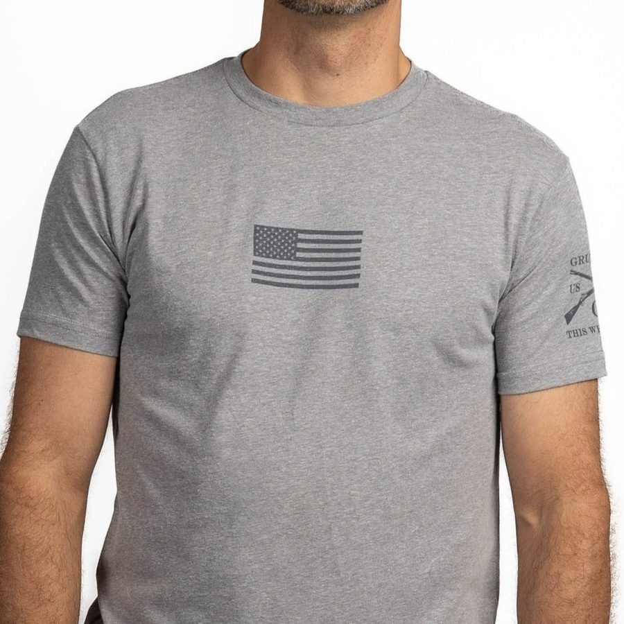 Grunt Style Freedom Flag T-Shirt - Dark Heather Gray