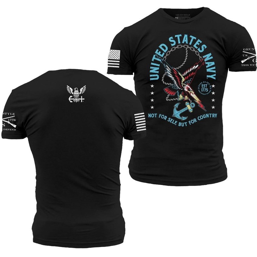 Grunt Style USN - For Country T-Shirt - Black