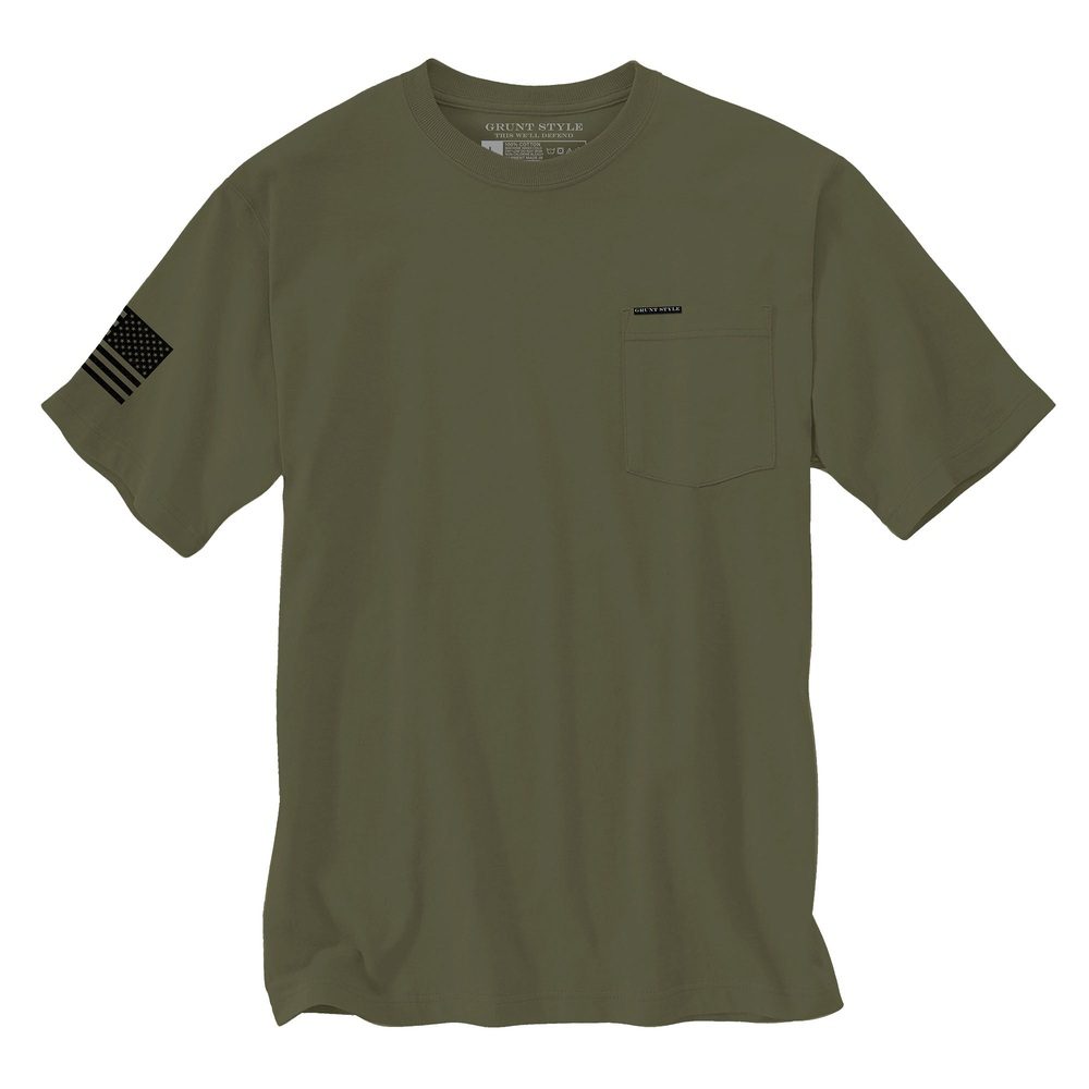 Grunt Style Basic Heavyweight Pocket T-Shirt - Military Green