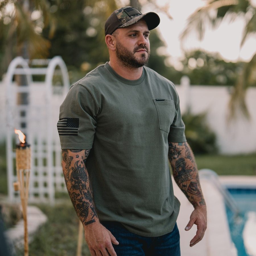 Grunt Style Basic Heavyweight Pocket T-Shirt - Military Green