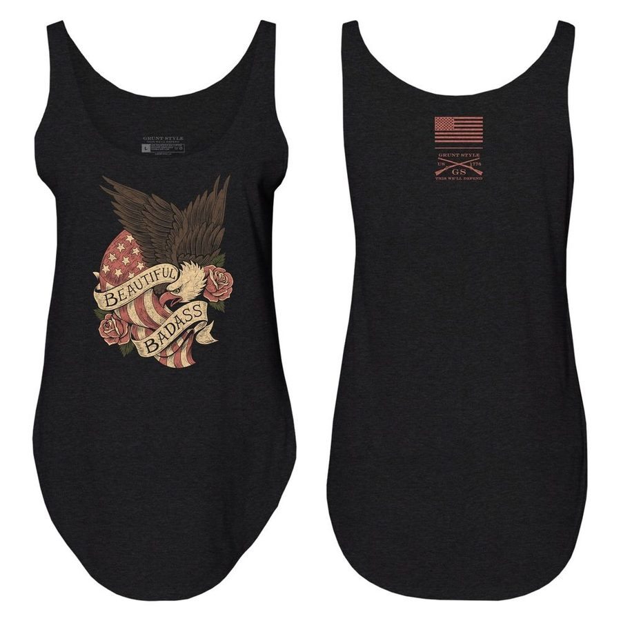 Grunt Style Women's Beautiful Badass Revolution Flowy Tank - Black