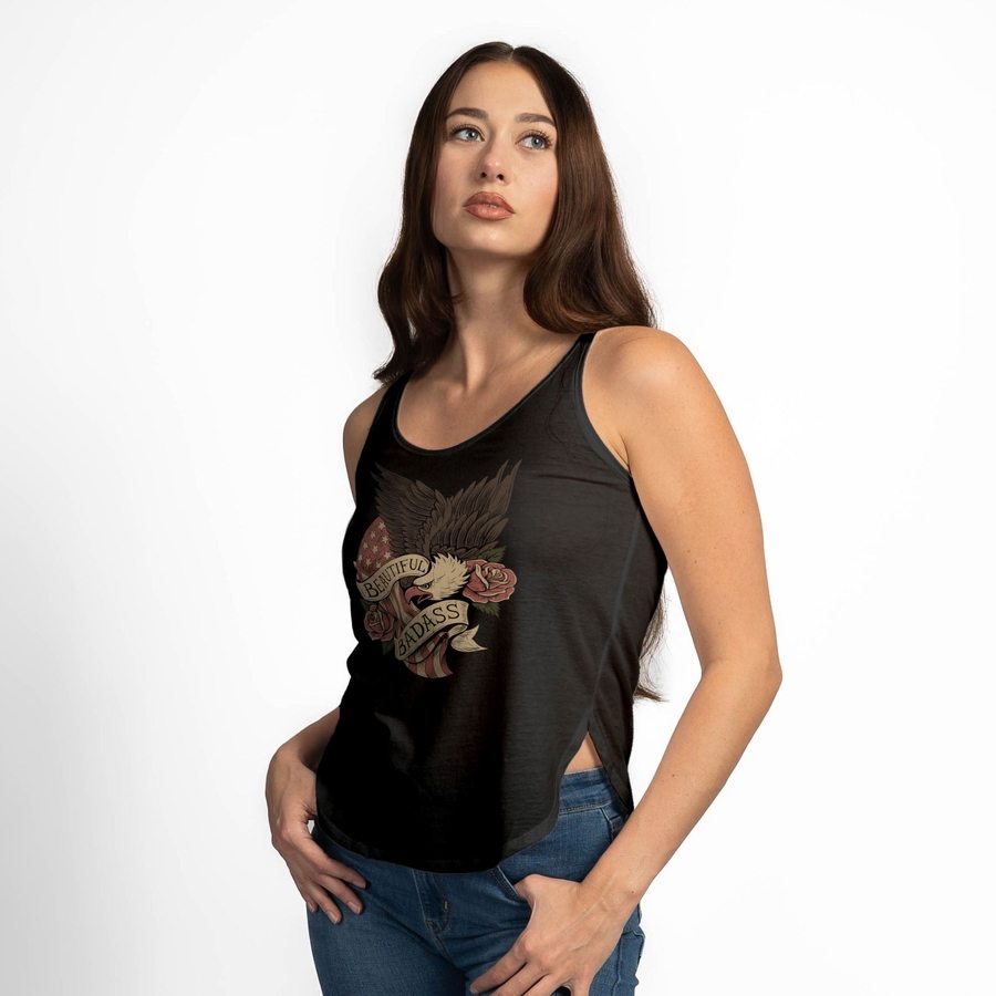 Grunt Style Women's Beautiful Badass Revolution Flowy Tank - Black