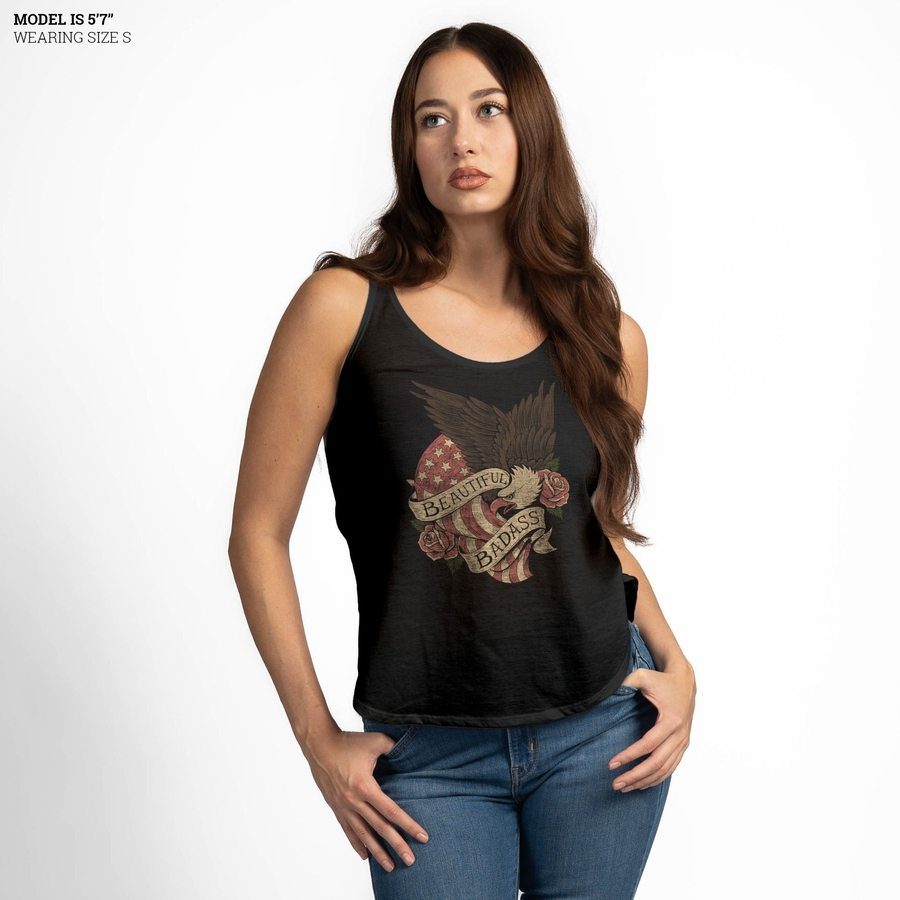 Grunt Style Women's Beautiful Badass Revolution Flowy Tank - Black