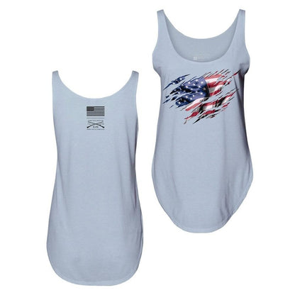 Grunt Style Women's Still Standing Flowy Tank - Stonewash Denim