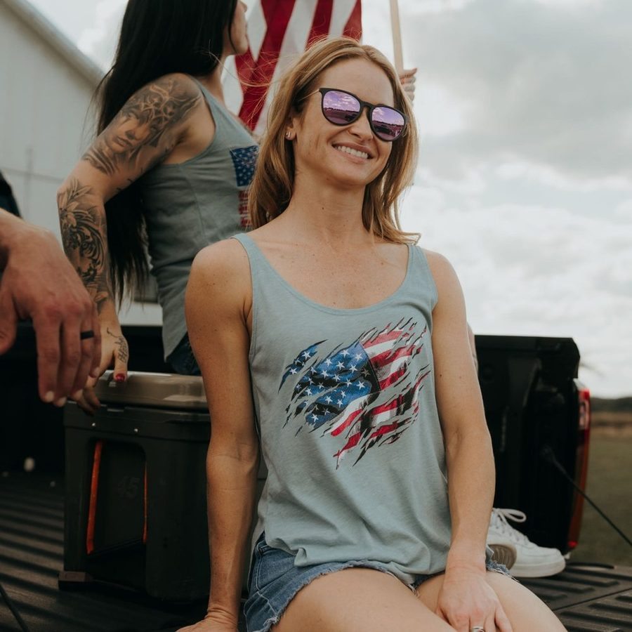 Grunt Style Women's Still Standing Flowy Tank - Stonewash Denim