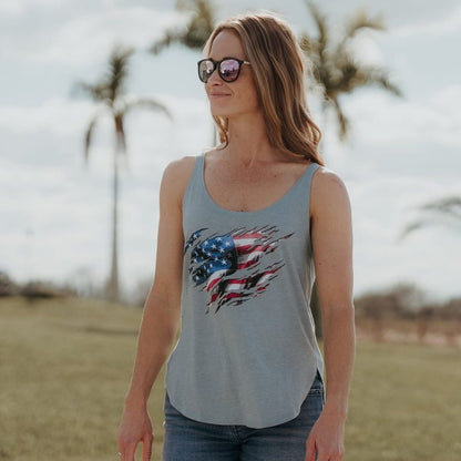 Grunt Style Women's Still Standing Flowy Tank - Stonewash Denim