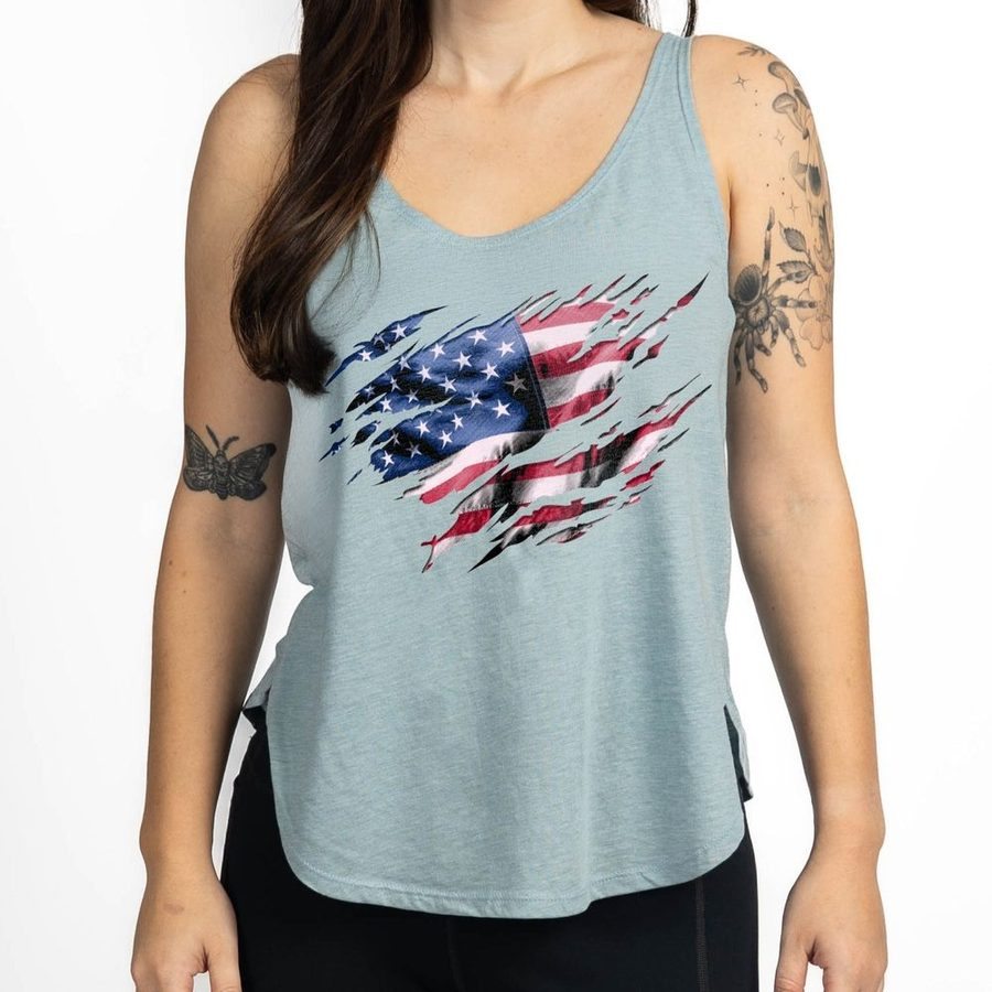 Grunt Style Women's Still Standing Flowy Tank - Stonewash Denim