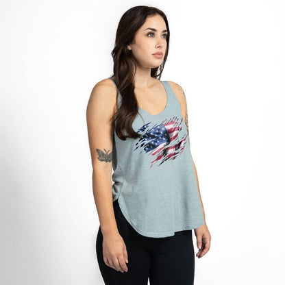 Grunt Style Women's Still Standing Flowy Tank - Stonewash Denim