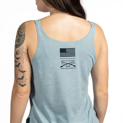 Grunt Style Women's Still Standing Flowy Tank - Stonewash Denim