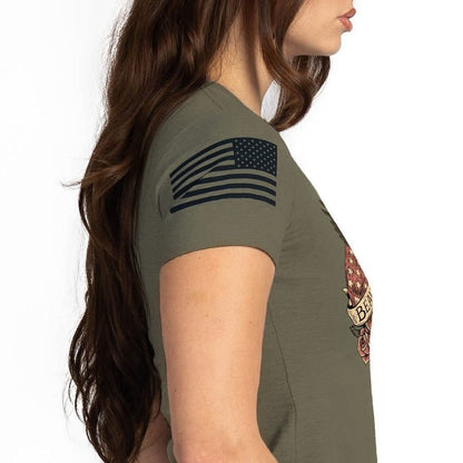Grunt Style Women's Beautiful Badass Revolution Slim Fit T-Shirt - Military Green