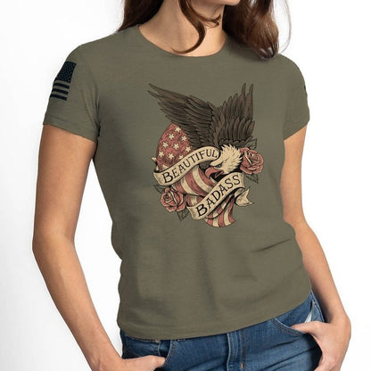 Grunt Style Women's Beautiful Badass Revolution Slim Fit T-Shirt - Military Green