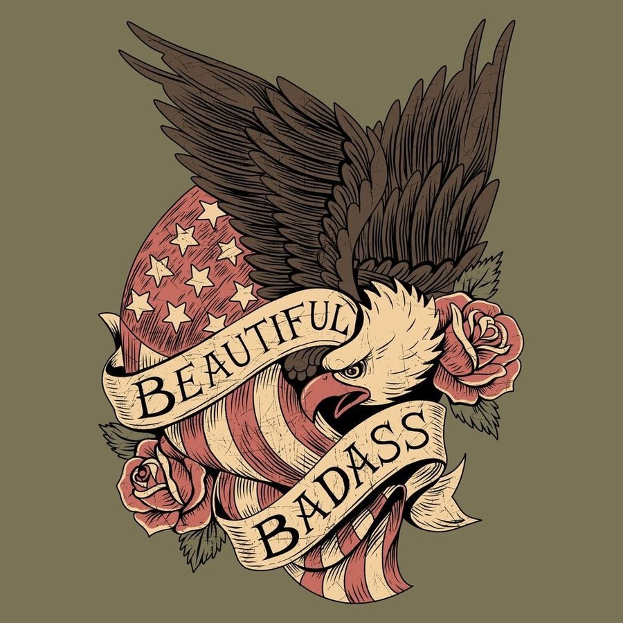 Grunt Style Women's Beautiful Badass Revolution Slim Fit T-Shirt - Military Green