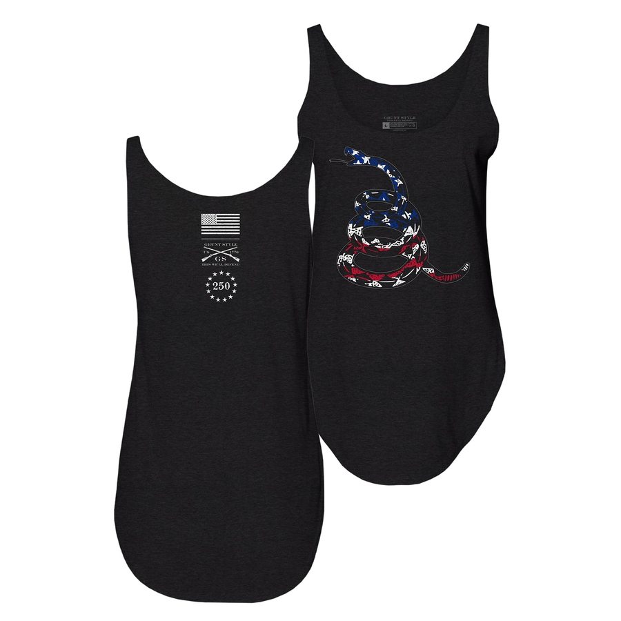Grunt Style Women's Freedom Gadsden Flowy Tank - Black