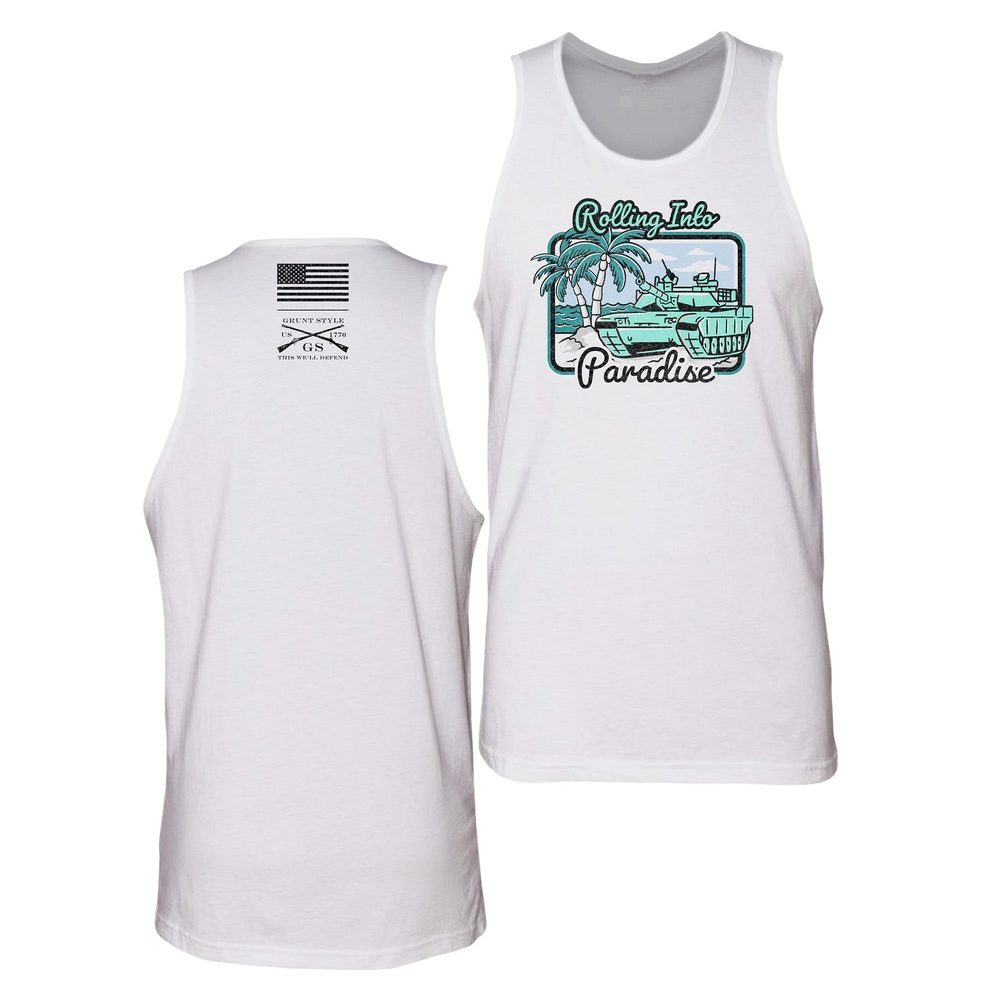 Grunt Style Rolling Into Paradise Tank - White