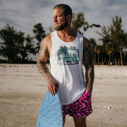 Grunt Style Rolling Into Paradise Tank - White