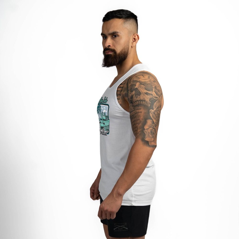 Grunt Style Rolling Into Paradise Tank - White