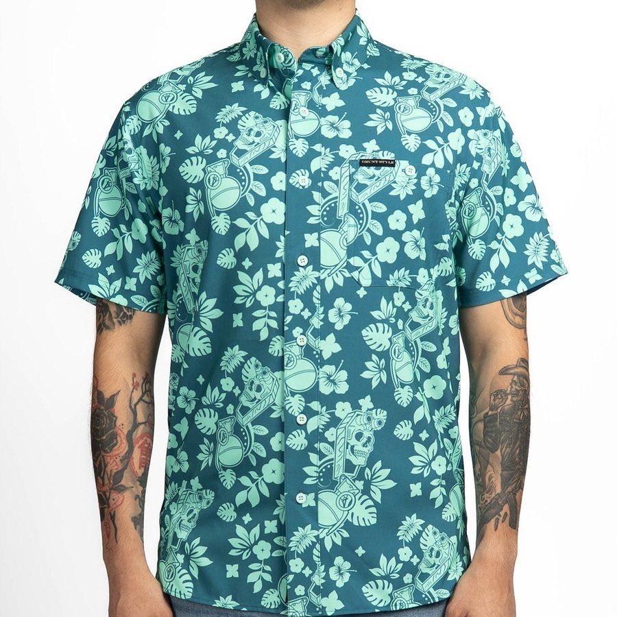 Grunt Style Men's Commander Button Down - Tropical Death Harbor