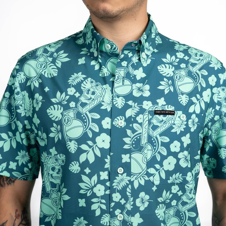 Grunt Style Men's Commander Button Down - Tropical Death Harbor