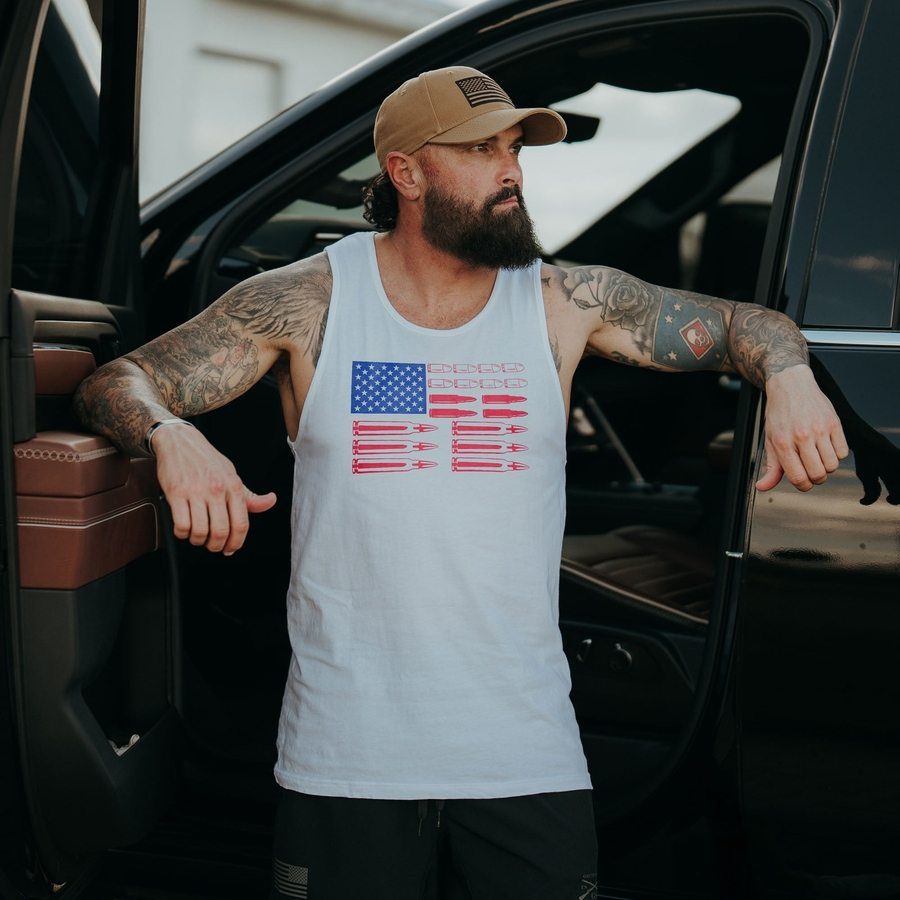 Grunt Style Men's Ammo Flag Tank - White