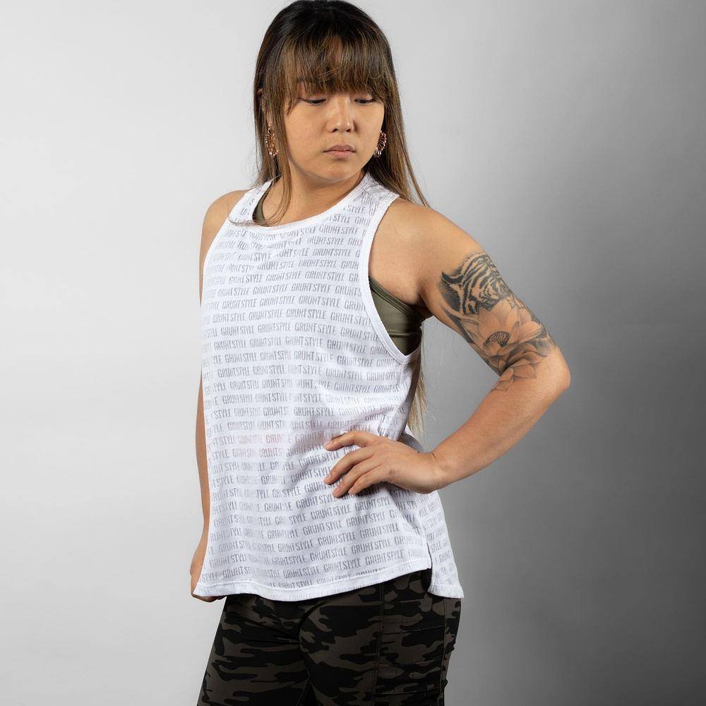 Grunt Style Women's Burn Out Gym Tank - White