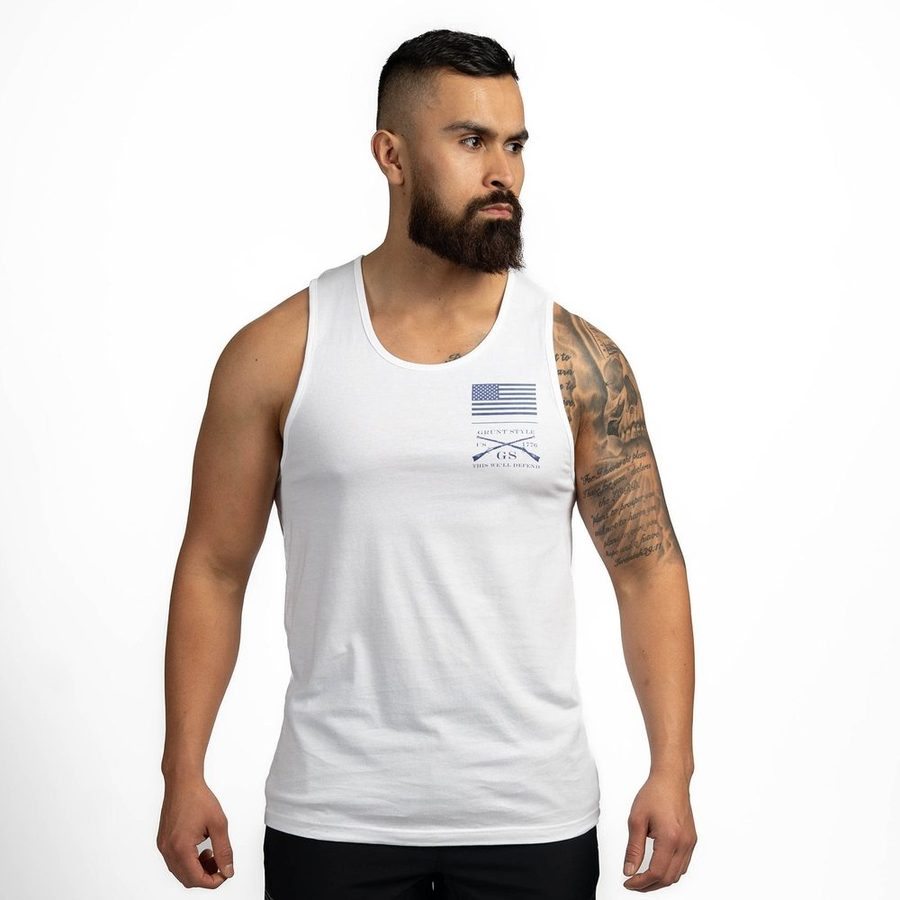 Grunt Style Men's Sun Out, Guns Out Tank - White