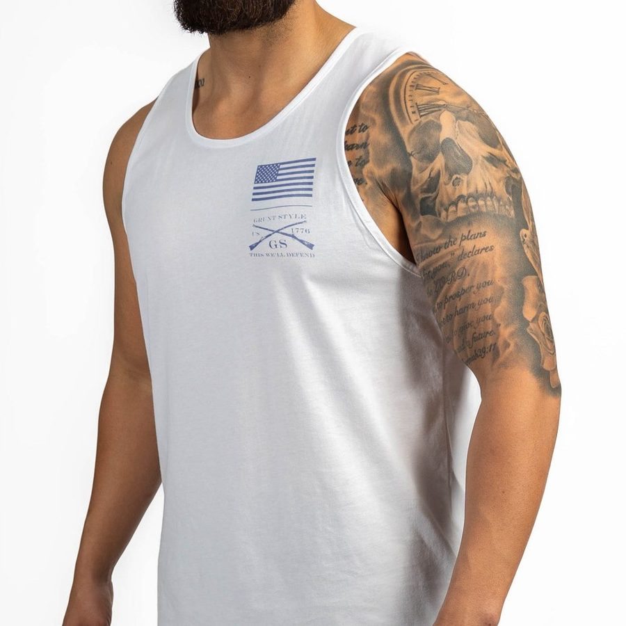 Grunt Style Men's Sun Out, Guns Out Tank - White