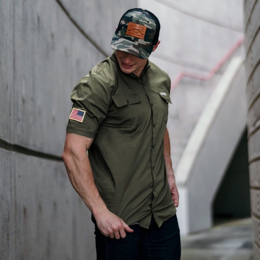 Grunt Style Men's Garage Button Down - Military Green