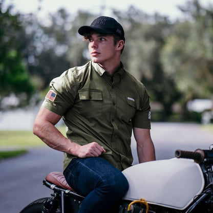 Grunt Style Men's Garage Button Down - Military Green