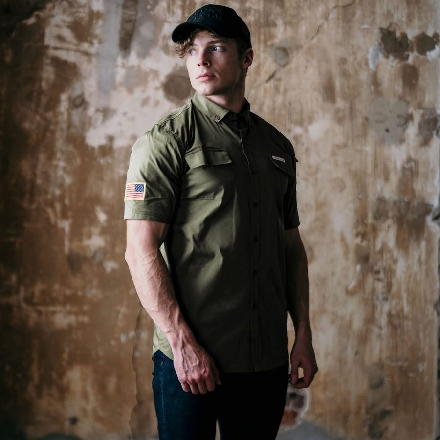 Grunt Style Men's Garage Button Down - Military Green