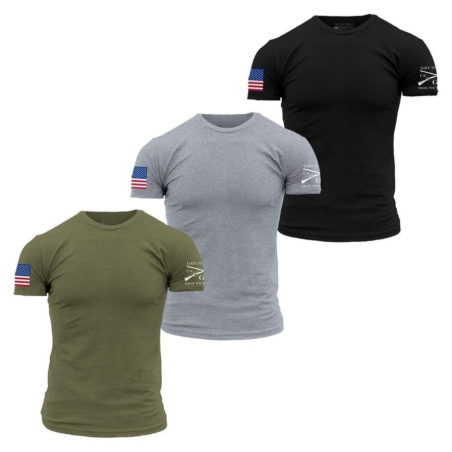 Grunt Style USA Flag Basic T-Shirts - USA Pack - 3 Pack