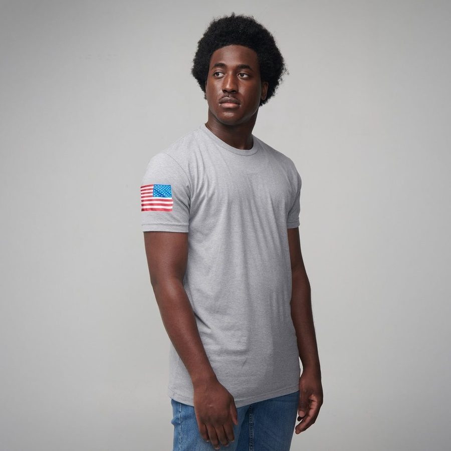 Grunt Style USA Flag Basic T-Shirt - Dark Heather Gray