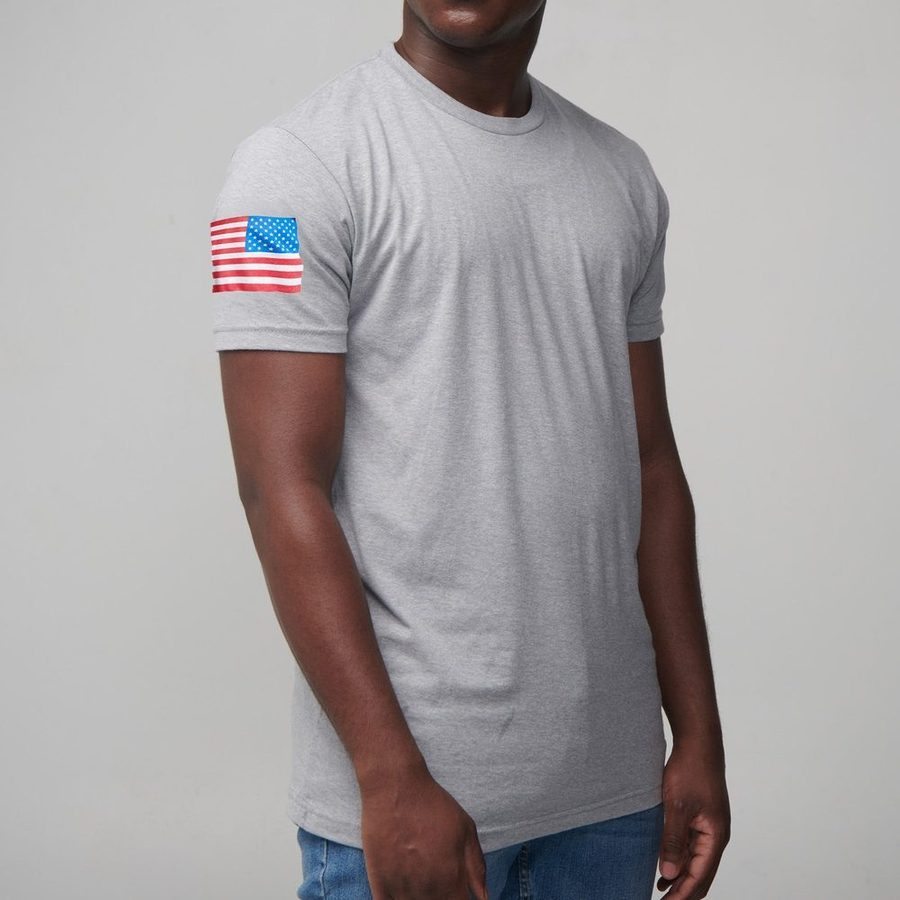 Grunt Style USA Flag Basic T-Shirt - Dark Heather Gray
