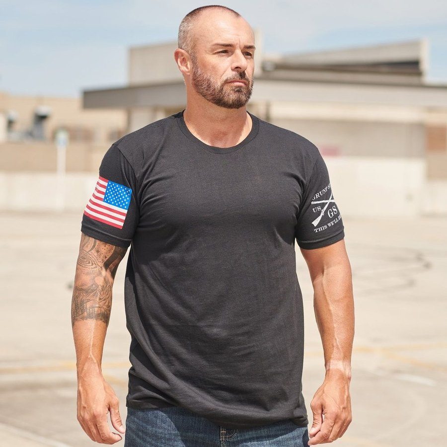 Grunt Style USA Flag Basic T-Shirts - Black - 3 Pack