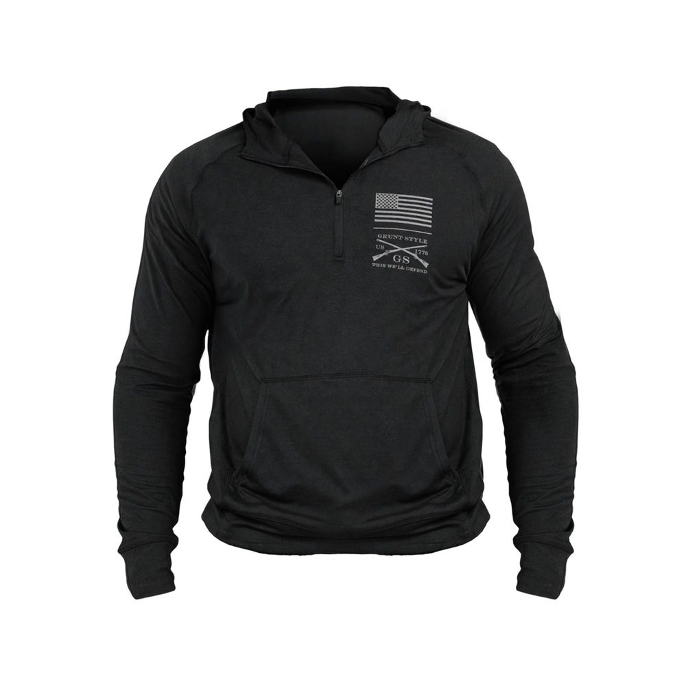 Grunt Style Men's All-Day 1/4 Zip Hoodie - Heather Black