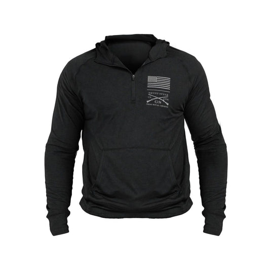 Grunt Style Men's All-Day 1/4 Zip Hoodie - Heather Black