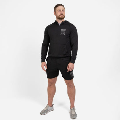 Grunt Style Men's All-Day 1/4 Zip Hoodie - Heather Black