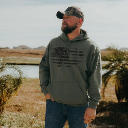 Grunt Style Vintage American Hoodie - Military Green