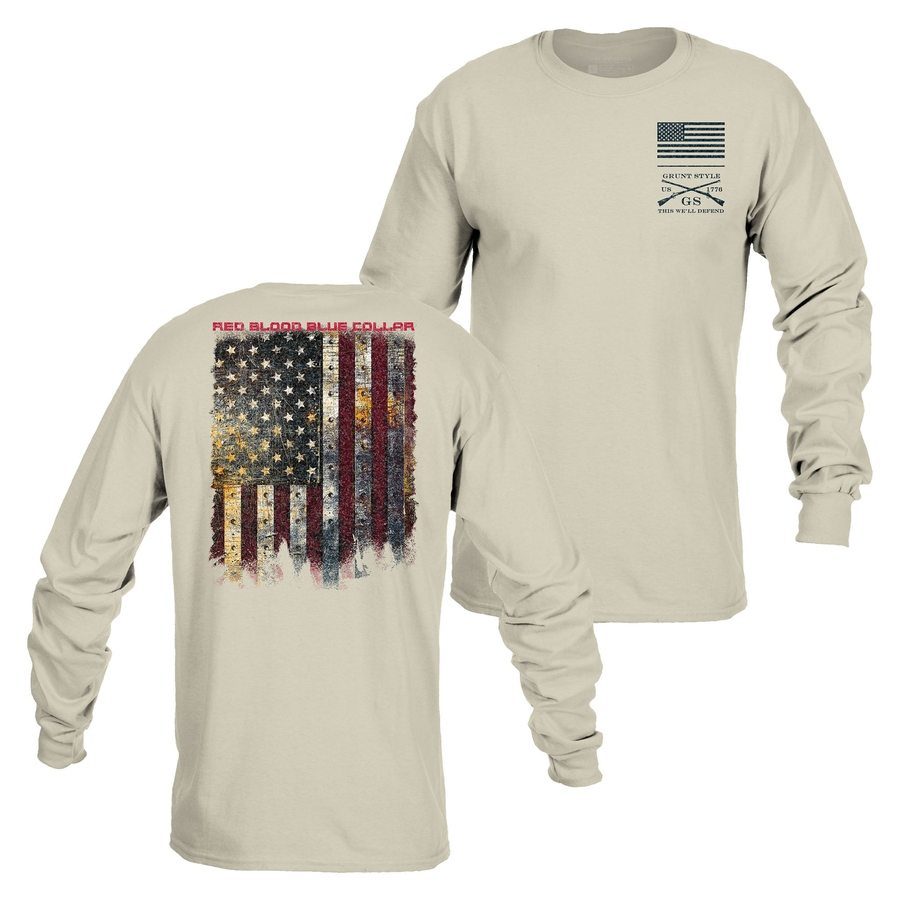 Grunt Style Red Blood Blue Collar™ Long Sleeve - Sand