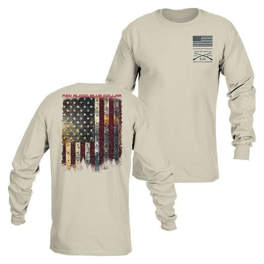 Grunt Style Red Blood Blue Collar™ Long Sleeve - Sand