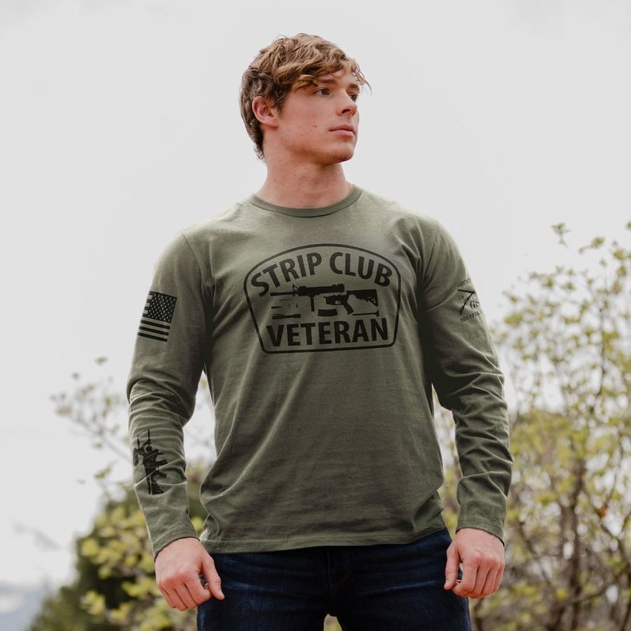 Grunt Style Strip Club Veteran Long Sleeve - Military Green