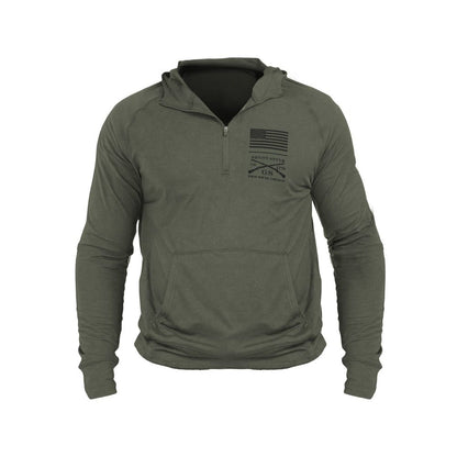 Grunt Style Men's All-Day 1/4 Zip Hoodie - Heather Military Green