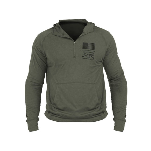 Grunt Style Men's All-Day 1/4 Zip Hoodie - Heather Military Green