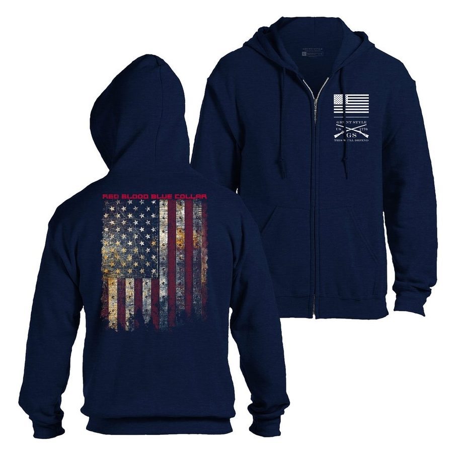 Grunt Style Red Blood Blue Collar™ Full-Zip - Navy