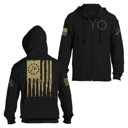 Grunt Style Betsy Rifle Flag Full-Zip Hoodie - Black