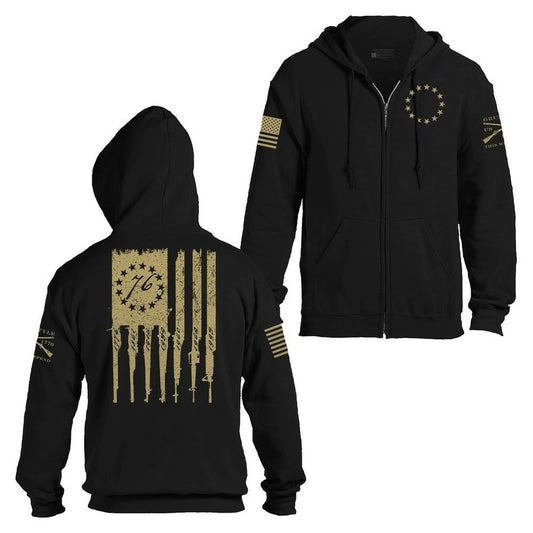 Grunt Style Betsy Rifle Flag Full-Zip Hoodie - Black