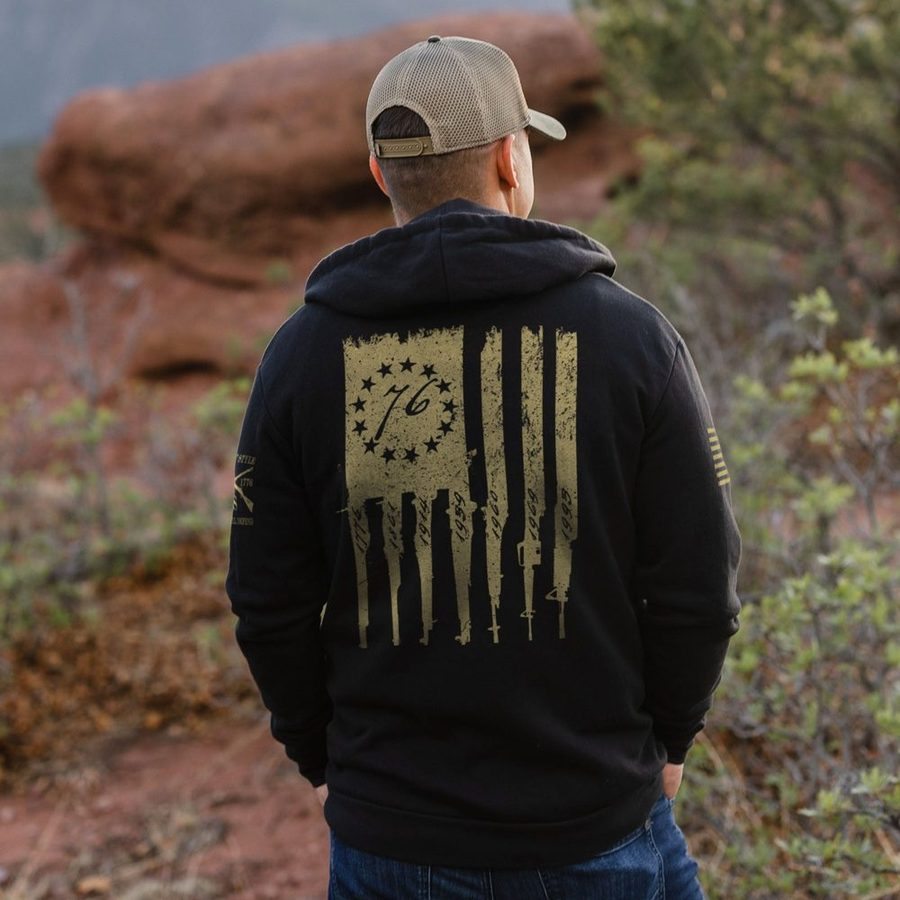 Grunt Style Betsy Rifle Flag Full-Zip Hoodie - Black