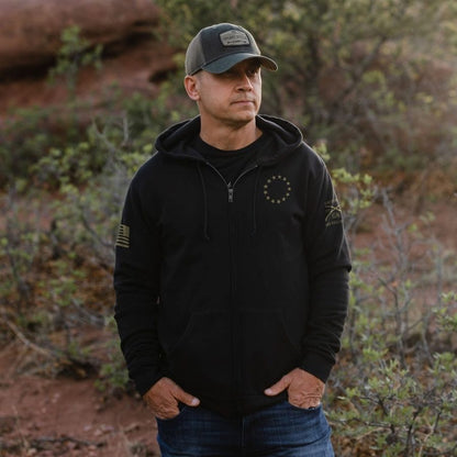 Grunt Style Betsy Rifle Flag Full-Zip Hoodie - Black