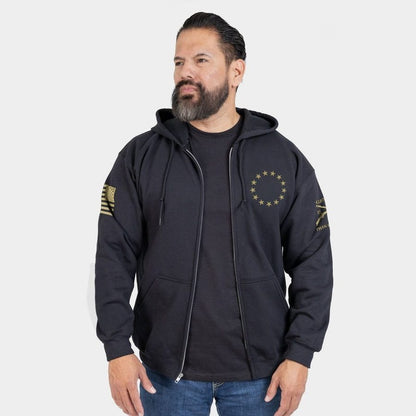 Grunt Style Betsy Rifle Flag Full-Zip Hoodie - Black