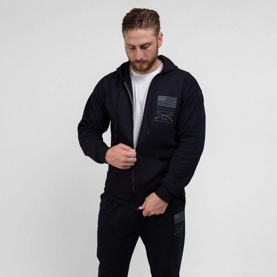 Grunt Style Strength Through Suffering Full-Zip Hoodie - Black